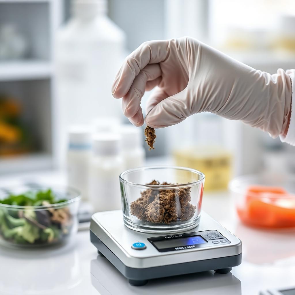 Laboratory sample testing on precision scale